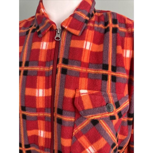 Men's VTG 1946 Red Plaid Brushed Fleece L/S Zip-Up Shirt Jacket Size Large NWT - Picture 6 of 11
